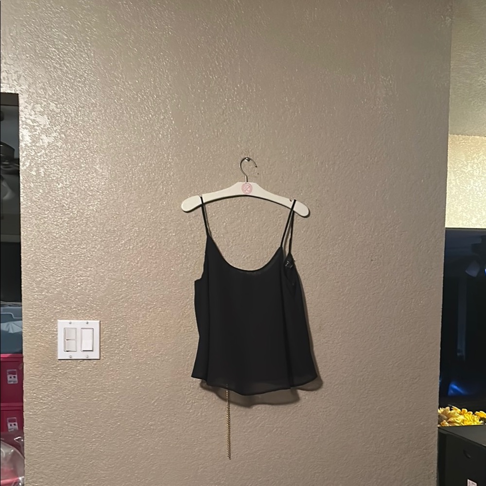Love J Black Asymmetrical Camisole Sleeveless Top